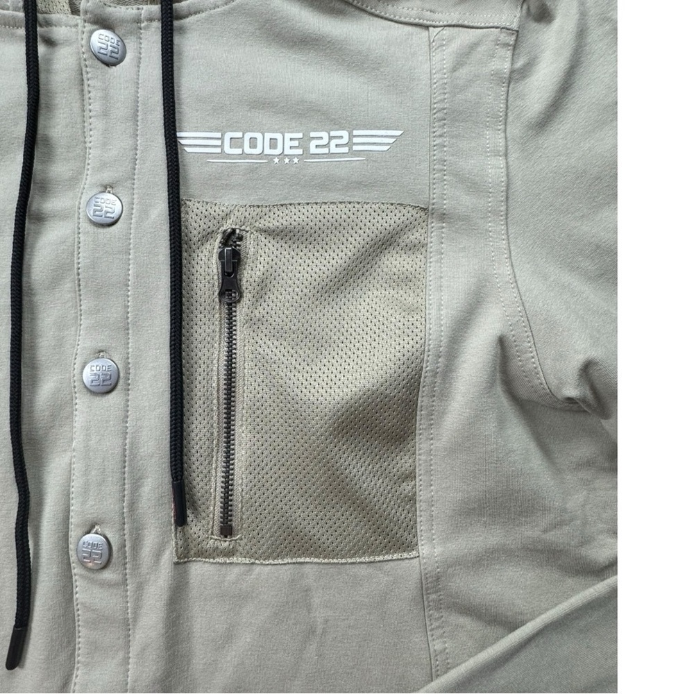 NWOT Code 22 Khaki Military Style Hooded Jacket Size L - Picture 5 of 7